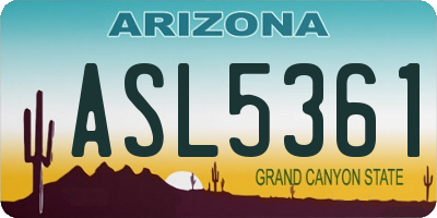 AZ license plate ASL5361