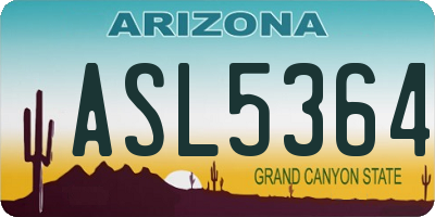 AZ license plate ASL5364