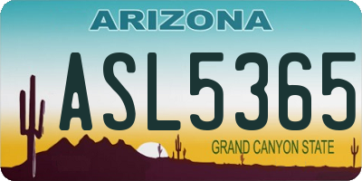 AZ license plate ASL5365