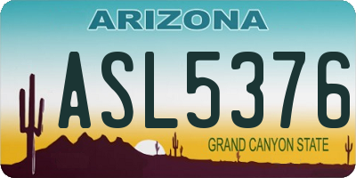 AZ license plate ASL5376