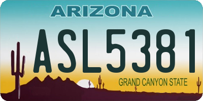 AZ license plate ASL5381