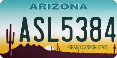 AZ license plate ASL5384