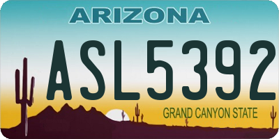AZ license plate ASL5392