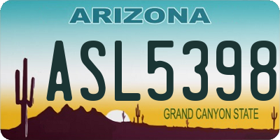 AZ license plate ASL5398