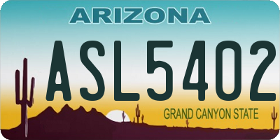 AZ license plate ASL5402