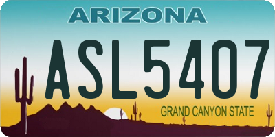 AZ license plate ASL5407