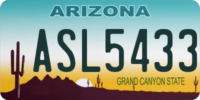AZ license plate ASL5433