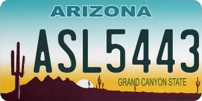 AZ license plate ASL5443