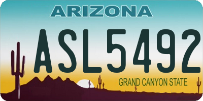 AZ license plate ASL5492