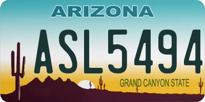 AZ license plate ASL5494