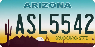AZ license plate ASL5542