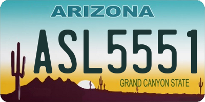 AZ license plate ASL5551