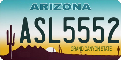 AZ license plate ASL5552