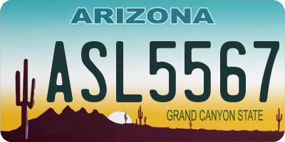 AZ license plate ASL5567