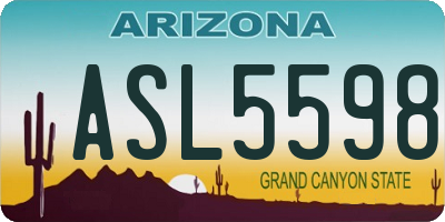AZ license plate ASL5598