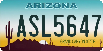 AZ license plate ASL5647