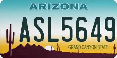 AZ license plate ASL5649