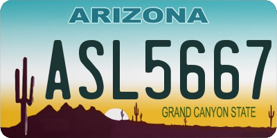AZ license plate ASL5667