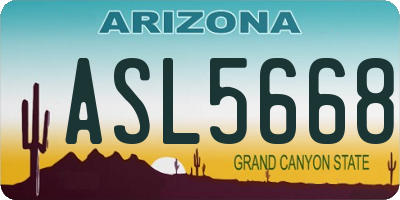 AZ license plate ASL5668