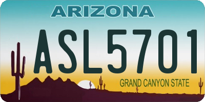 AZ license plate ASL5701
