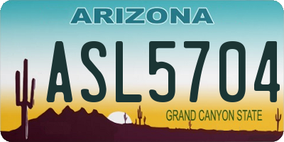 AZ license plate ASL5704