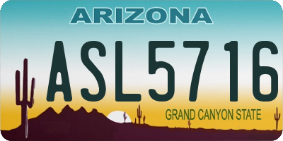 AZ license plate ASL5716