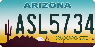 AZ license plate ASL5734