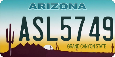 AZ license plate ASL5749