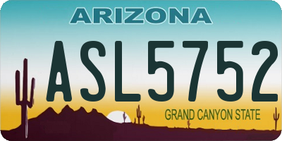 AZ license plate ASL5752