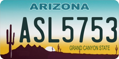 AZ license plate ASL5753