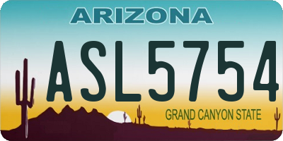 AZ license plate ASL5754