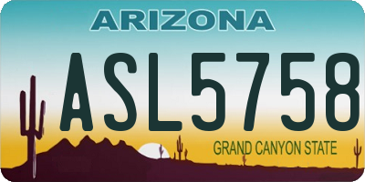 AZ license plate ASL5758