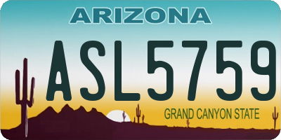 AZ license plate ASL5759