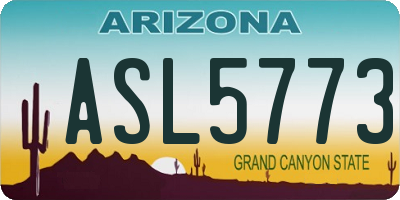 AZ license plate ASL5773