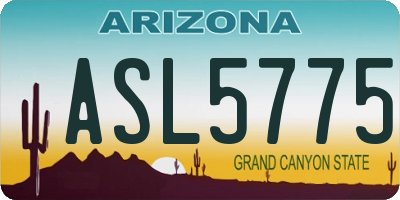 AZ license plate ASL5775