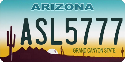 AZ license plate ASL5777