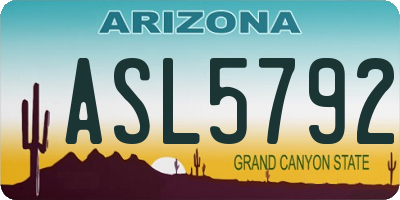 AZ license plate ASL5792