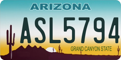 AZ license plate ASL5794