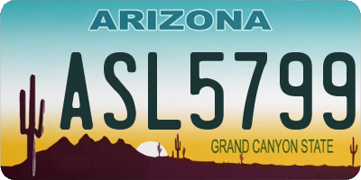 AZ license plate ASL5799