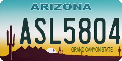 AZ license plate ASL5804