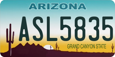 AZ license plate ASL5835