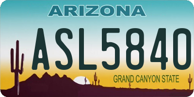 AZ license plate ASL5840