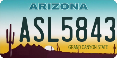 AZ license plate ASL5843