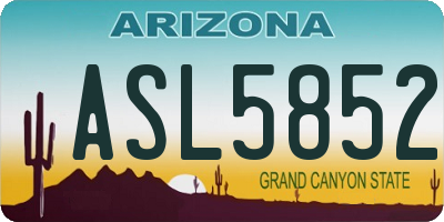 AZ license plate ASL5852
