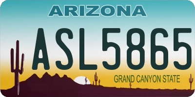 AZ license plate ASL5865