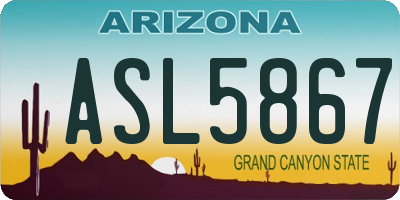AZ license plate ASL5867