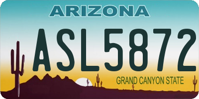 AZ license plate ASL5872