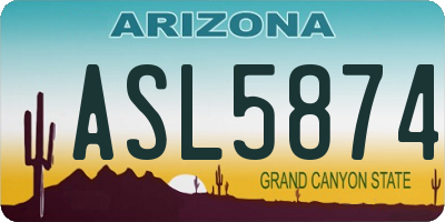 AZ license plate ASL5874