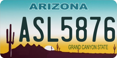 AZ license plate ASL5876