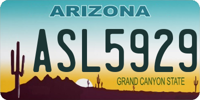 AZ license plate ASL5929